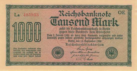 1000 Mark 1922 ro.75d OE